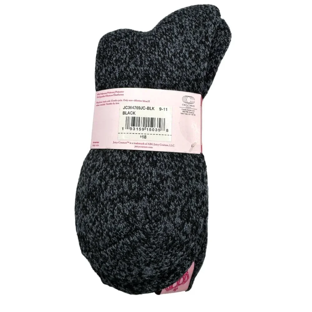 Juicy Boot Socks 2 Pairs Black Size: 9-11